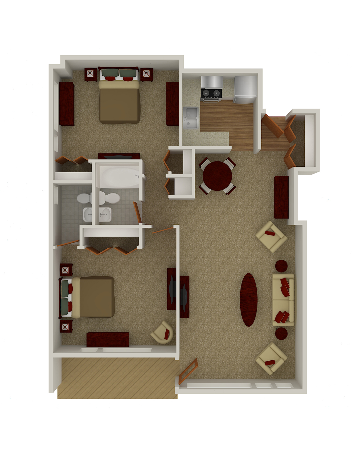 Two Bedroom, 1.5 Bath